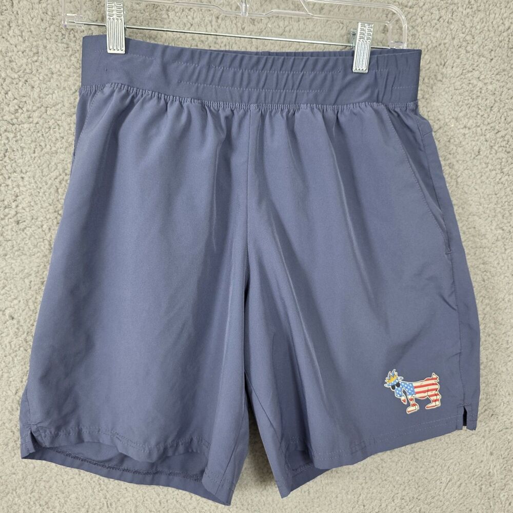 GOAT USA Shorts Mens Medium Blue Athletic Lounge Drawstring Logo Casual